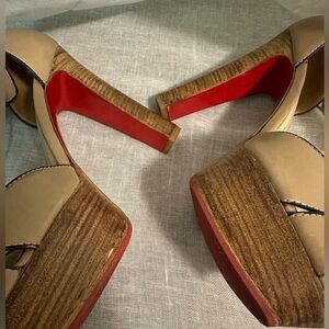 Christian Louboutin Tan and Red Heels